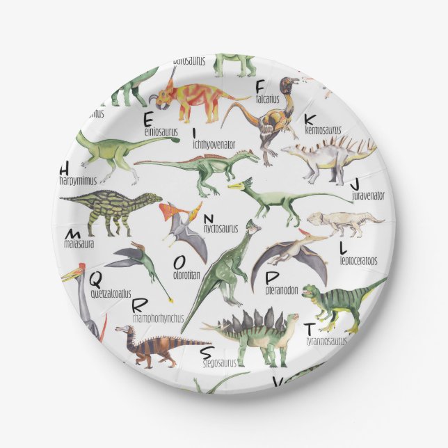 Assiettes En Carton Alphabet Dinosaure (Devant)