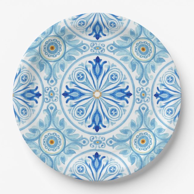 Assiettes En Carton Amalfi Coast Italy Mediterranean Tile Wedding (Devant)