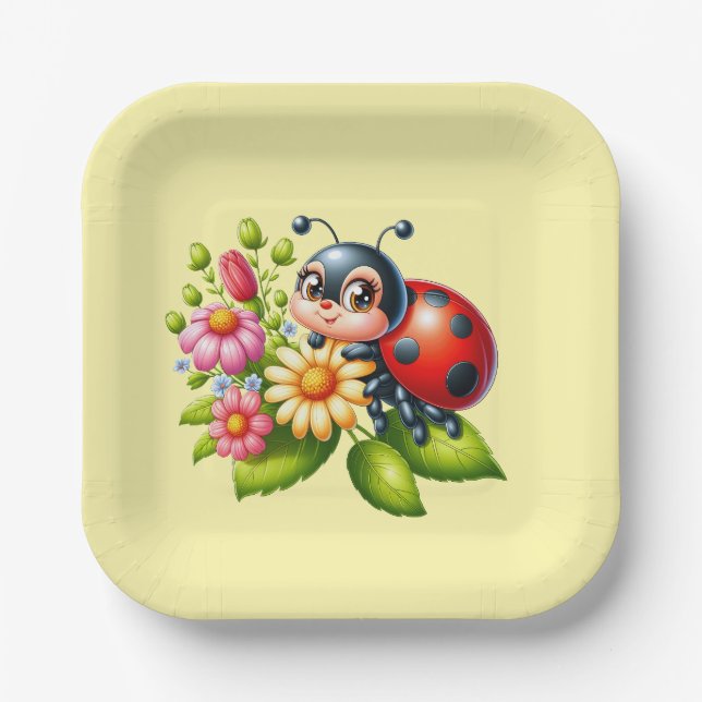 Assiettes En Carton Amateurs mignons de coccinelle insecte (Recto)