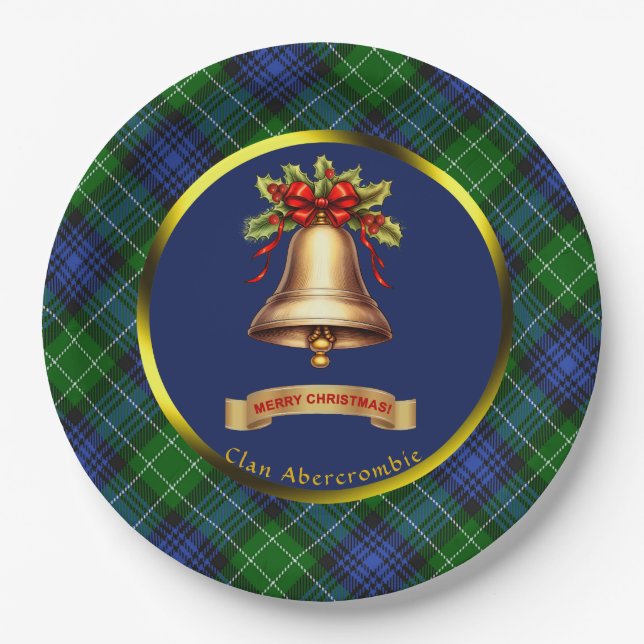 Assiettes En Carton Ambercrombie Tartan Noël personnalisé (Devant)