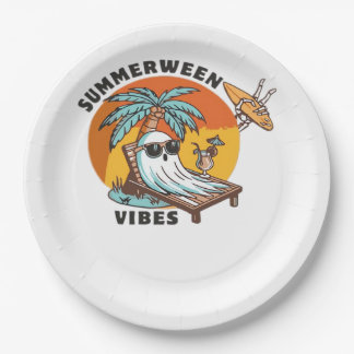 Assiettes En Carton Ambiance drôle de Summerween Squelette Vacances d'