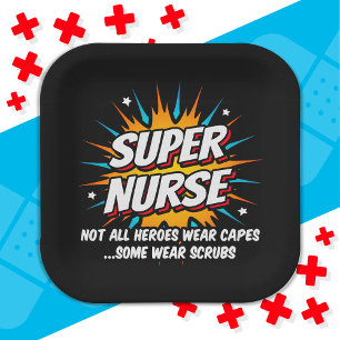 Assiettes En Carton Ambiance drôle Super Superhero Super Nurse Appréci