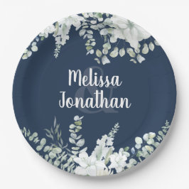 Assiettes En Carton Ambiance romantique aquarelle fleurie blanche fleu