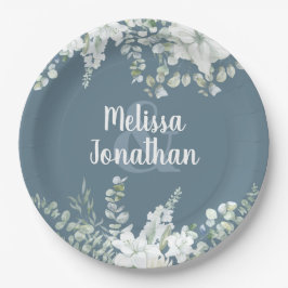 Assiettes En Carton Ambiance romantique aquarelle fleurie blanche fleu