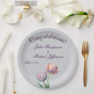 Assiettes En Carton Ambiance romantique et poétique Pastel Tulips