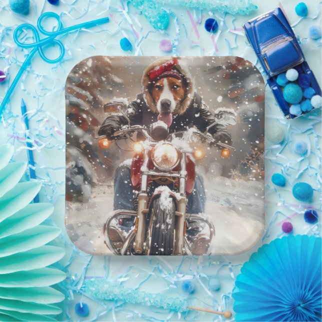 Assiettes En Carton Américain Anglais Foxhound équitation vélo Noël (Fête)