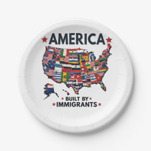 Assiettes En Carton Américain construit par Immigrants Patriotique Amé