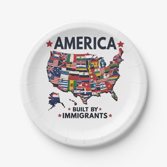 Assiettes En Carton Américain construit par Immigrants Patriotique Amé (Devant)
