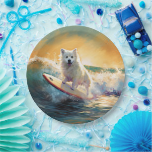 Assiettes En Carton American Eskimo Beach Surf Peinture