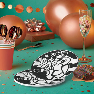 Assiettes En Carton American Firefighter Hero Gras Noir Et Blanc