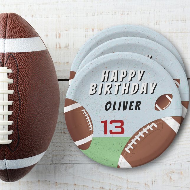Assiettes En Carton American Football Ball Bonne fête d'anniversaire (Créateur téléchargé)