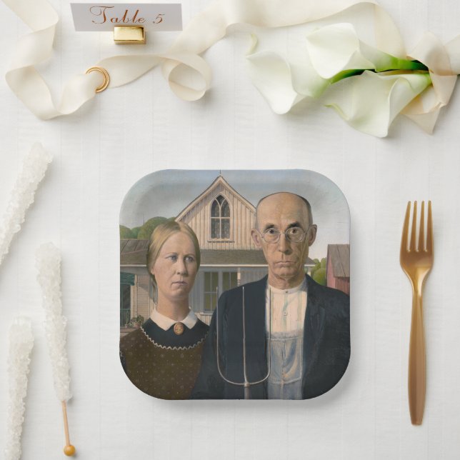 Assiettes En Carton American Gothic : Vie rurale pauvre paysan (Mariage)
