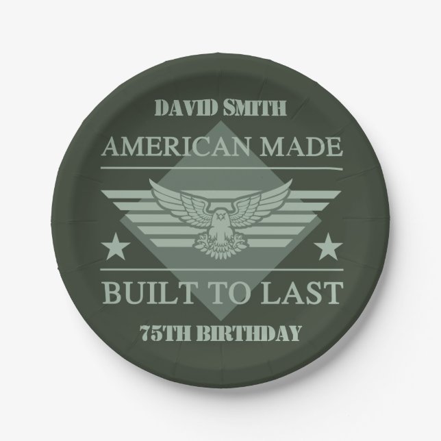 Assiettes En Carton American Made 75th Birthday (Devant)