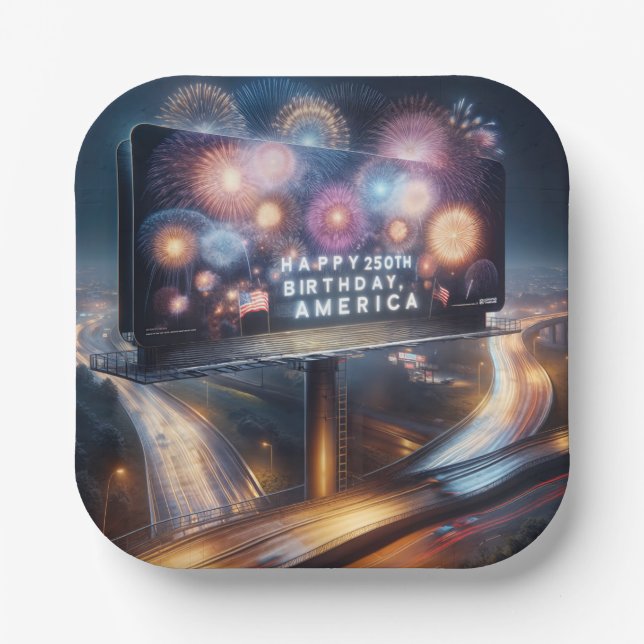 Assiettes En Carton America's 250th Birthday Billboard (Recto)