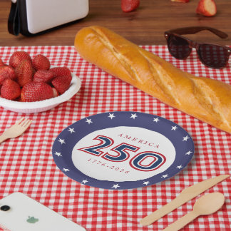 Assiettes En Carton Amérique 250 Patriotique