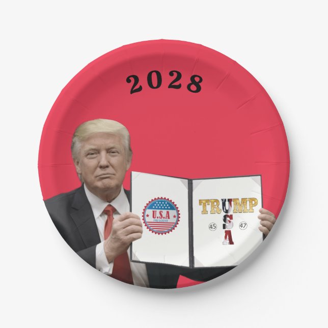 Assiettes En Carton Amérique Grand Trump 45 47 2024 (Devant)