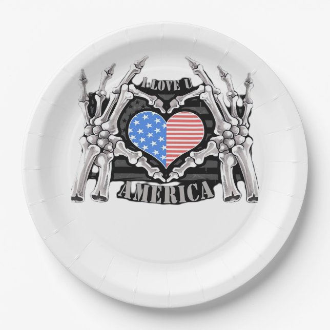 Assiettes En Carton Amérique Mains de squelette (Devant)