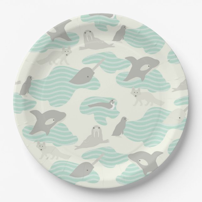 Assiettes En Carton Amis animaux arctiques (Devant)