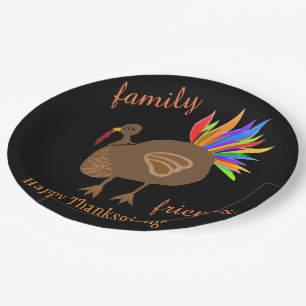 Assiettes En Carton Amis de la famille Thanksgiving Turquie Feathes
