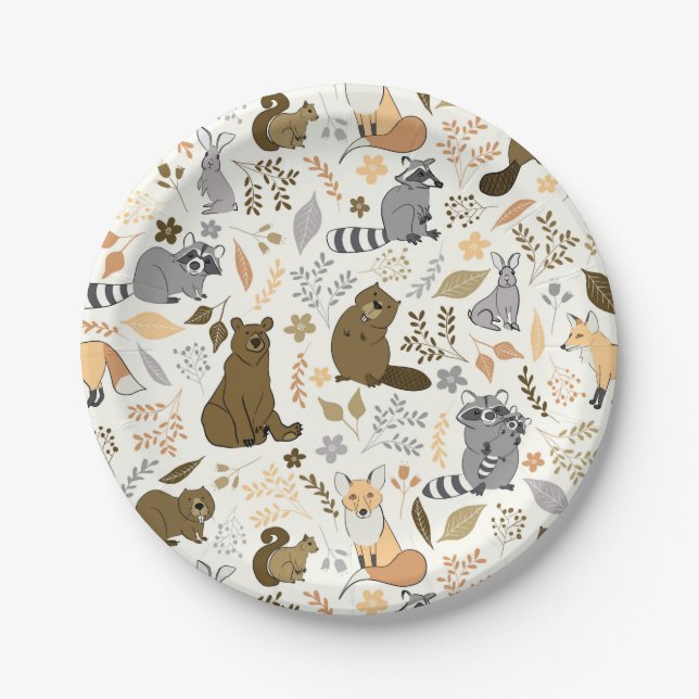 Assiettes En Carton Amis de Woodland (Devant)