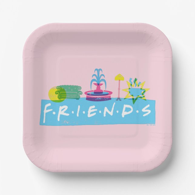 Assiettes En Carton AMIS™ | Logo avec icônes (Recto)