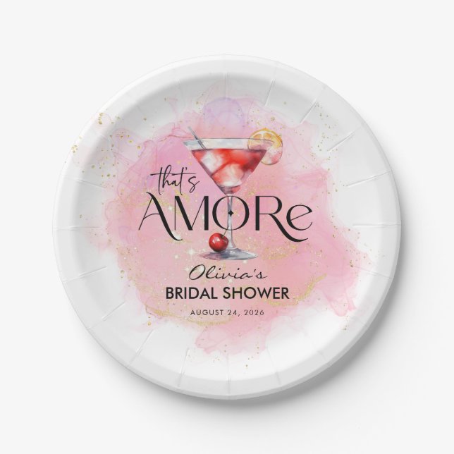 Assiettes En Carton Amore | Réception de mariage à l'aquarelle (Devant)