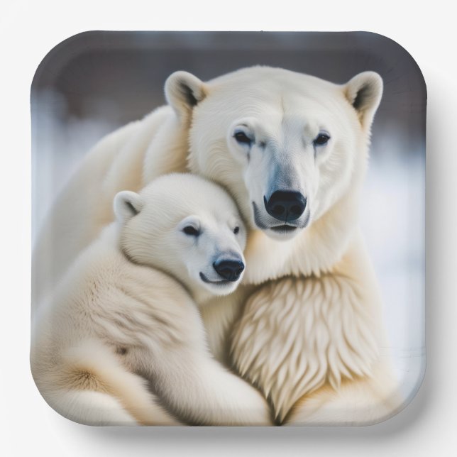 Assiettes En Carton Amour de l'ours polaire arctique (Recto)