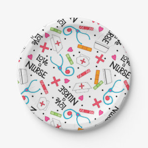 Assiettes En Carton Amour de monogramme un blanc fantaisie d'art