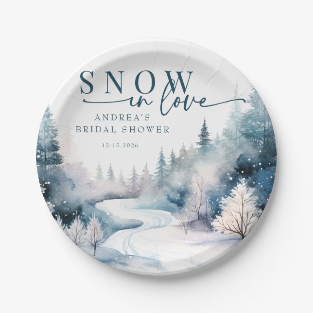 Assiettes En Carton Amour de neige | Forêt hivernale (Devant)