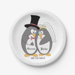 Assiettes En Carton Amour des pingouins