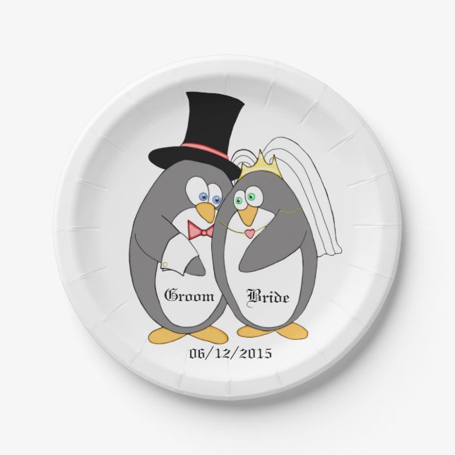 Assiettes En Carton Amour des pingouins (Devant)