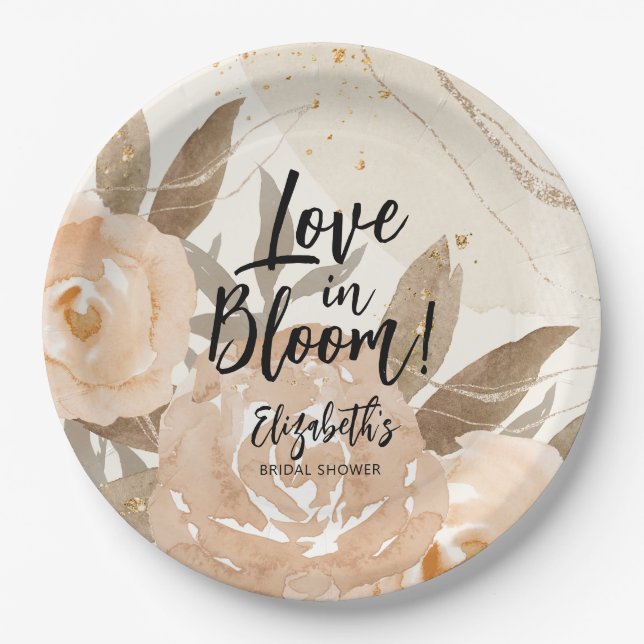 Assiettes En Carton Amour en fleurs Fleurs de pêche rustiques (Devant)