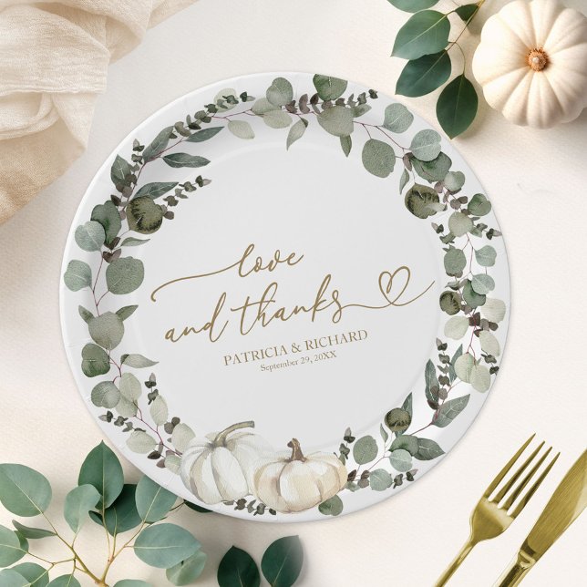 Assiettes En Carton Amour Et Merci Mariage Citrouille De Verdure (Créateur téléchargé)
