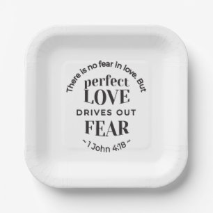 Assiettes En Carton Amour Éternel - 1 Jean 4:18 Citation Écriture Art
