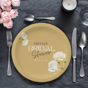 Assiettes En Carton Amour florissant avec Fête des mariées Rose blanch