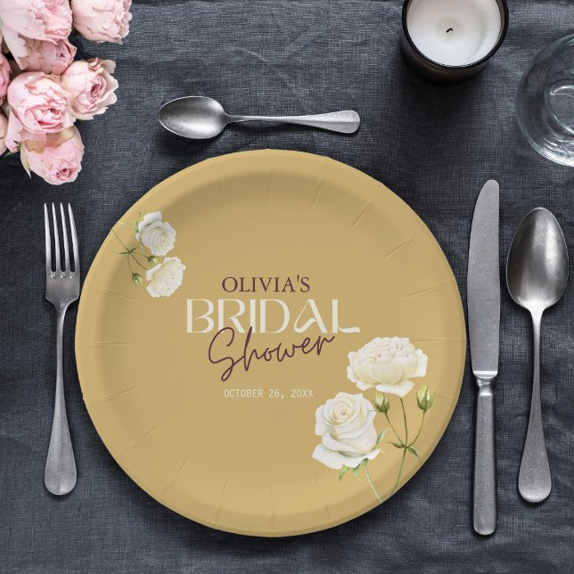 Assiettes En Carton Amour florissant avec Fête des mariées Rose blanch (Créateur téléchargé)