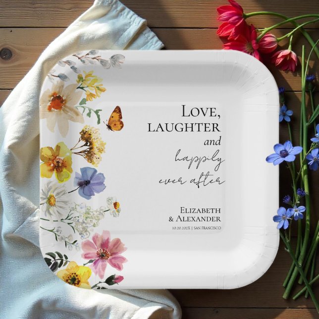 Assiettes En Carton Amour, rire et bonheur toujours après Mariage (Créateur téléchargé)