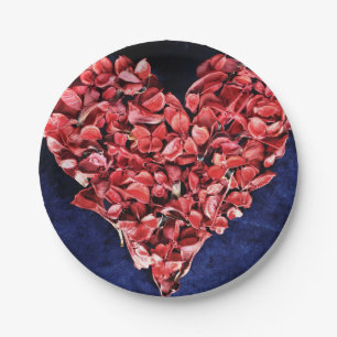 Assiettes En Carton Amour romantique Rose Petal Red Heart