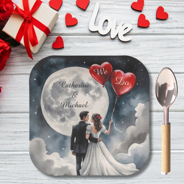 Assiettes En Carton Amour romantique sur Cloud Neuf Mariage Fairytale (Créateur téléchargé)