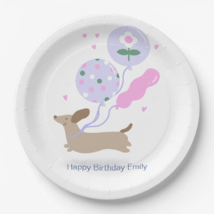 Assiettes En Carton Amoureux des chiens de fête d'anniversaire Dachshu