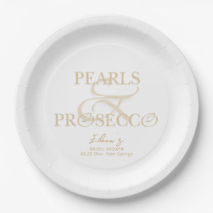 Assiettes En Carton Ampersand White Pearls & Prosecco Fête des mariées