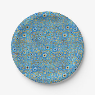 Assiettes En Carton Amulette en verre bleue grecque d'oeil mauvais