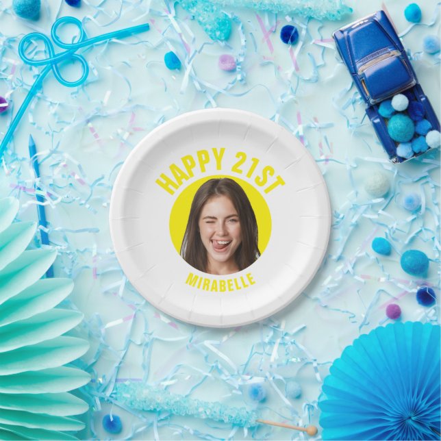 Assiettes En Carton Amusant 21e anniversaire CUSTOM TEXTE Photo tendan (Fête)