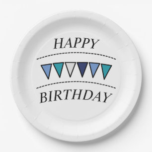 Assiettes En Carton Amusant Bunting Joyeux Anniversaire