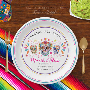 Assiettes En Carton Amusant Mexicaine Fiesta Calavera Crâne sucre Anni