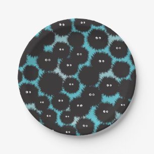 Assiettes En Carton Amusant monstres noirs moelleux