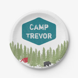 Assiettes En Carton Amusant Unique Personnalisé Nom du camp Anniversai