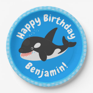 Assiettes En Carton Amusante baleine orque mignonne dessin animé