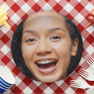 Assiettes En Carton Amusants Visage Complet Fermer Selfie Photo