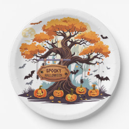 Assiettes En Carton Amusement d'Halloween personnalisable